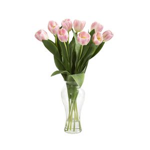 Nearly Natural 1361-PK 24 Inch Pink Tulips With Vase
